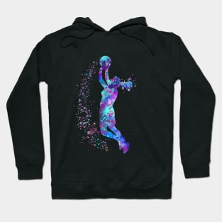 Girl Basketball Player Shooter Watercolor Sport Gift Hoodie